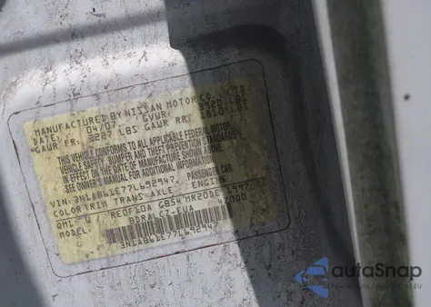 2007 Nissan Sentra 2.0 z USA, uszkodzony, nr VIN 3N1AB61E77L692947